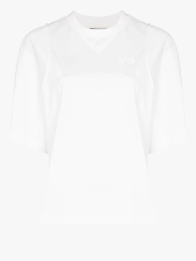 Shop Y-3 Tonal Logo Cotton T-shirt In White