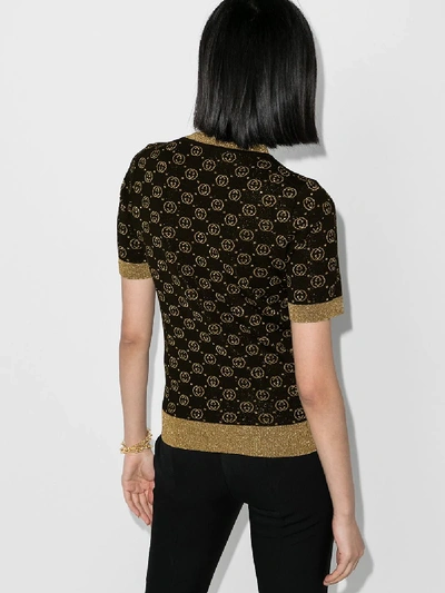 Shop Gucci Gg Gold Knit Wool Sweater In Black