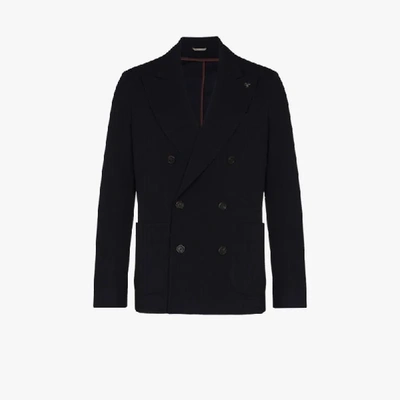 Shop Canali Double-breasted Blazer In Blue