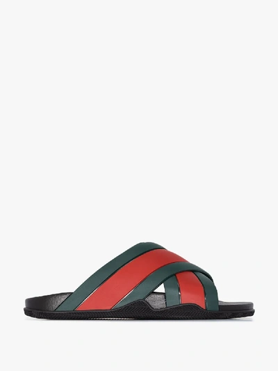 Shop Gucci Black Web Stripe Sandals