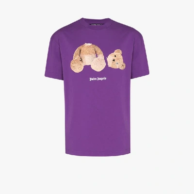 Shop Palm Angels Purple Bear Print T-shirt