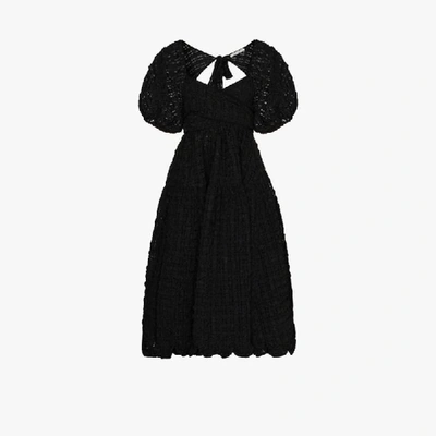 Shop Cecilie Bahnsen Maya Puff Sleeve Midi Dress In Black