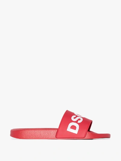Dsquared2 Textured Logo Print Slides In Rot