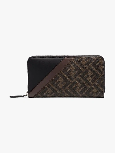 Shop Fendi Brown Ff Monogram Leather Wallet