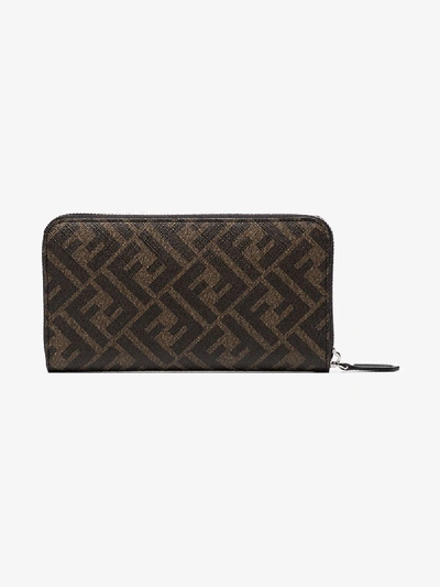 Shop Fendi Brown Ff Monogram Leather Wallet