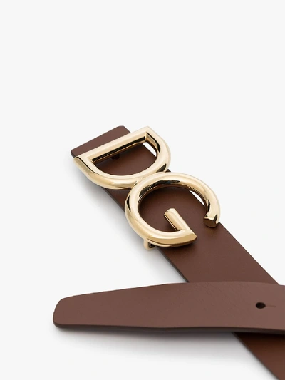 Shop Dolce & Gabbana Brown Dg Logo Leather Belt