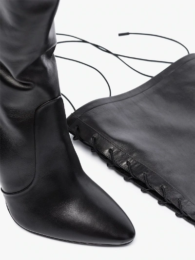 Shop Saint Laurent Moon 105mm Lace-up Boots In Black