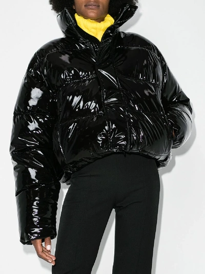 Shop Balenciaga Uniform Glossy Puffer Jacket In Black