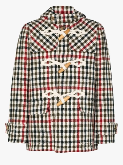 Shop Jw Anderson Checked Duffle Coat In Green