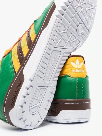 Shop Adidas Originals X Human Made Green Rivalry Leather Sneakers In Multicolour