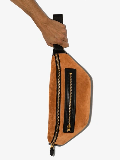Shop Tom Ford Orange Brushed Suede Belt Bag