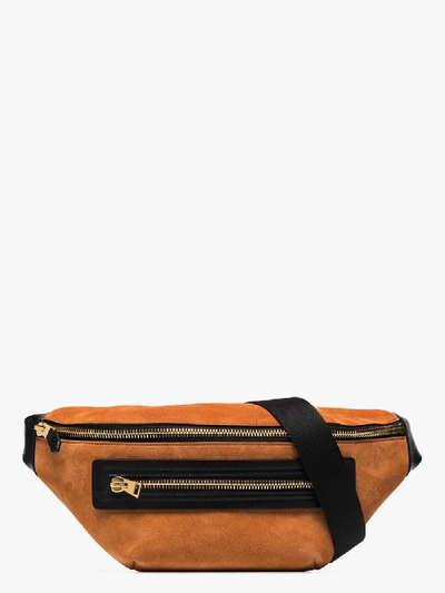 Shop Tom Ford Orange Brushed Suede Belt Bag