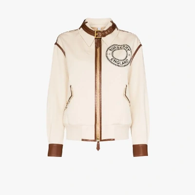 Shop Burberry Logo Graphic Bomber Jacket In Neutrals