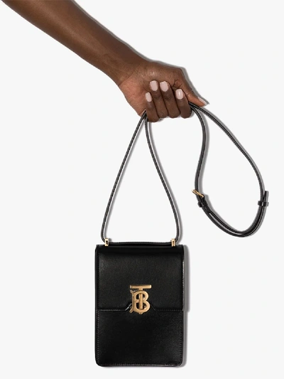 Shop Burberry Black Valencia Leather Cross Body Bag