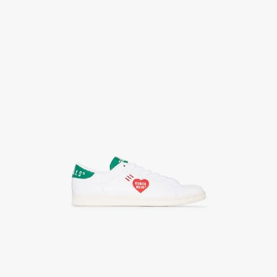 Shop Adidas Originals X Human Made White And Green Stan Smith Sneakers