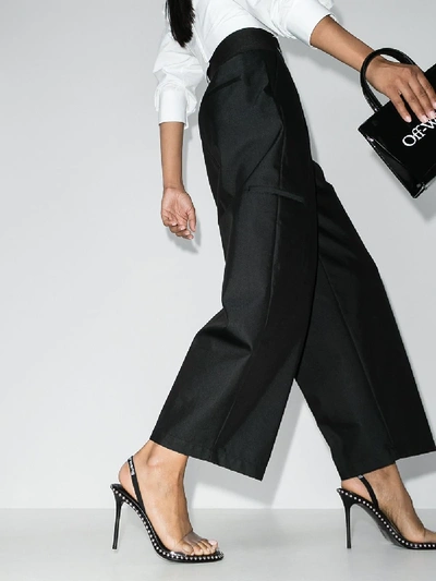 Shop Alexander Wang Nova 105 Slingback Leather Sandals - Women's - Calf Leather/fabric/pvc In Black