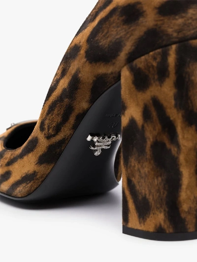 Shop Prada 95 Leopard Print Suede Pumps - Women's - Leather/suede In Brown
