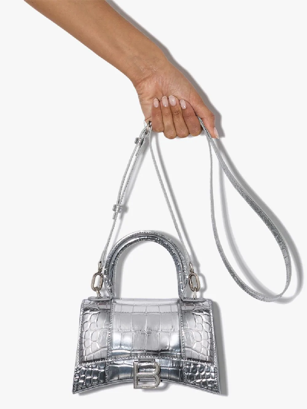 balenciaga hourglass small leather top handle shoulder bag