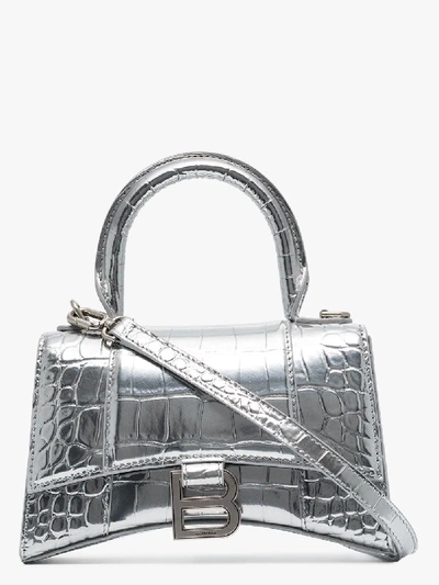 Shop Balenciaga "xs" 'hourglass' Mini-tasche In Grey