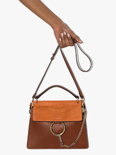 Shop Chloé Brown Faye Small Leather Top Handle Bag