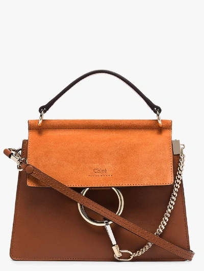 Shop Chloé Brown Faye Small Leather Top Handle Bag