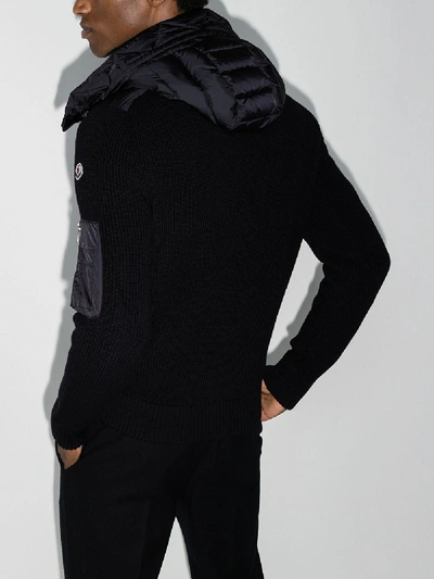 Moncler Wool Blend Tricot Down Jacket In Blue