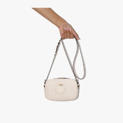 Shop Ferragamo Neutral Gancio Leather Camera Bag In Neutrals