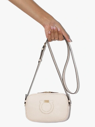 Shop Ferragamo Neutral Gancio Leather Camera Bag In Neutrals