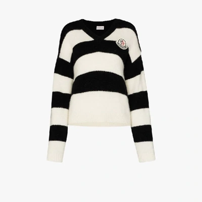 Shop Moncler Scollo Striped Sweater In Black