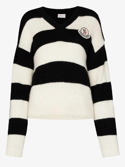 Shop Moncler Scollo Striped Sweater In Black