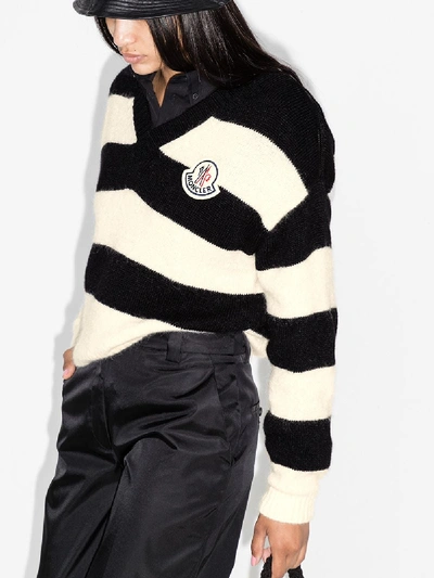 Shop Moncler Scollo Striped Sweater In Black