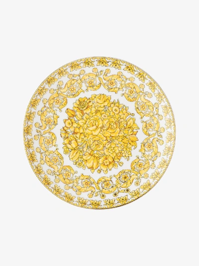 Shop Versace White Medusa Rhapsody Porcelain Dinner Plate In Yellow