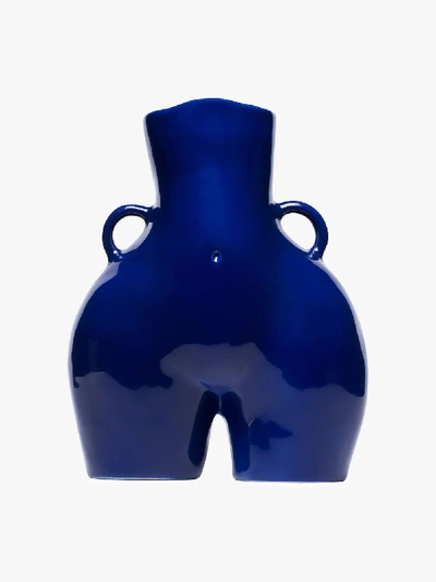 Shop Anissa Kermiche Blue Love Handles Earthenware Vase