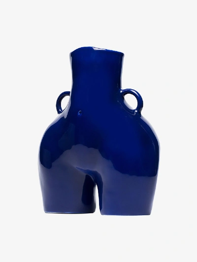 Shop Anissa Kermiche 'love Handles' Vase In Blue