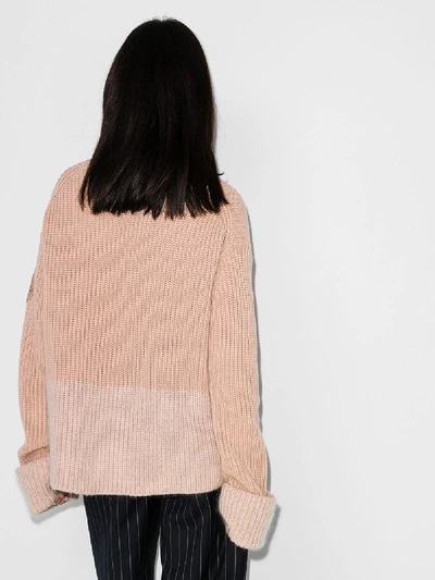 Shop Moncler Colour Block Ribbed Cardigan In Pink