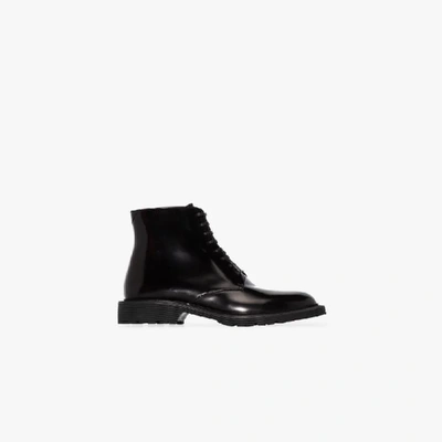 Shop Saint Laurent Black Cesna Leather Ankle Boots