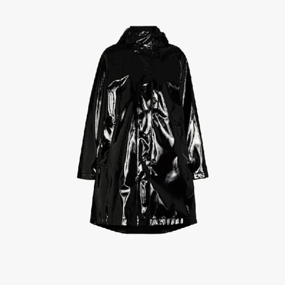 Shop Moncler Pott Vinyl Hooded Coat In Black
