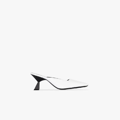 Shop Givenchy White 70 Asymmetric Heel Leather Mules