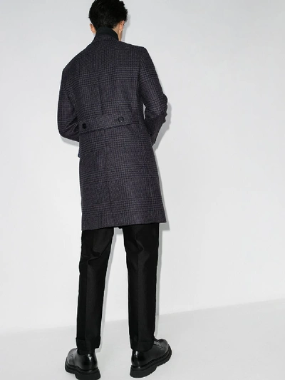 Shop Canali Double-breasted Checked Wool Coat In Black
