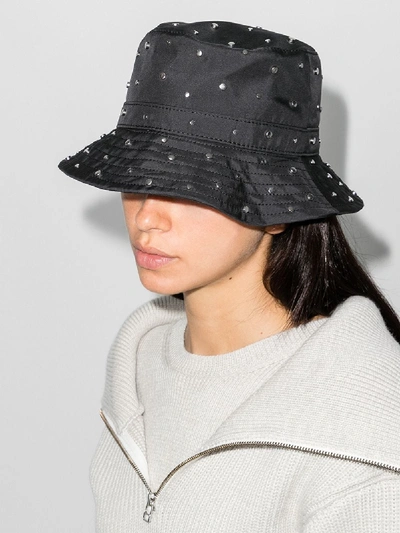 Shop Ganni Black Studded Bucket Hat