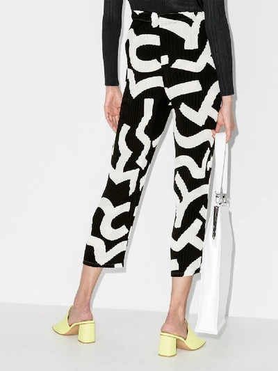Shop Issey Miyake Plissé Pattern Cropped Trousers In Black