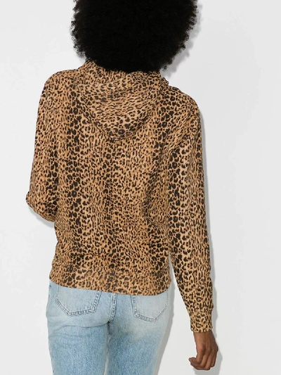 Shop Saint Laurent Leopard Print Cotton Hoodie - Women's - Cotton In Brown
