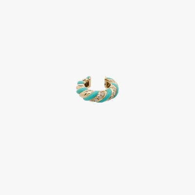Yvonne Léon 9kt Yellow Gold, Turquoise And Diamond Ear Cuff In Yellow Gold