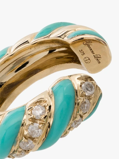 Yvonne Léon 9kt Yellow Gold, Turquoise And Diamond Ear Cuff In Yellow Gold