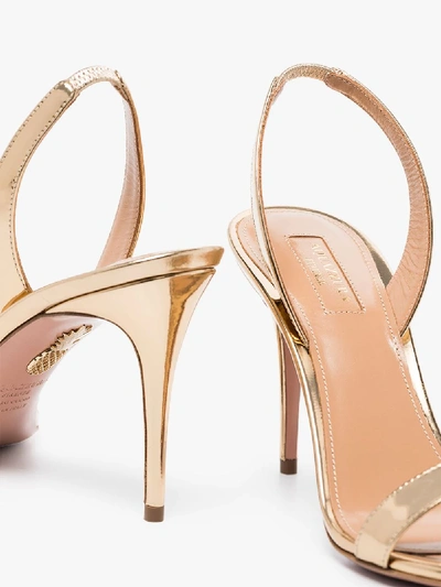 Shop Aquazzura Neutral So Nude 85 Leather Sandals In Gold