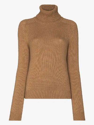 Shop Saint Laurent Turtleneck Sweater In Brown