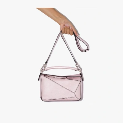 Shop Loewe Pink Puzzle Small Leather Shoulder Bag