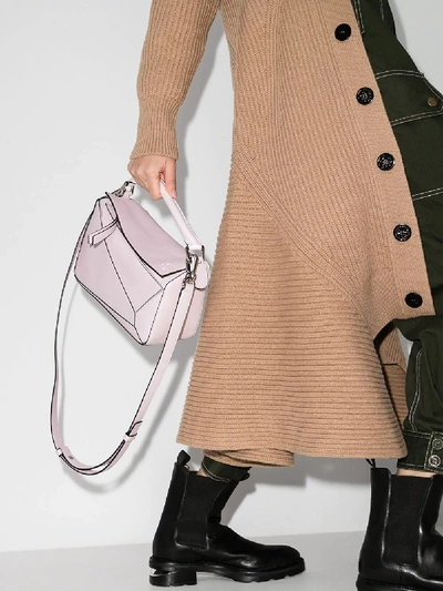Shop Loewe Pink Puzzle Small Leather Shoulder Bag