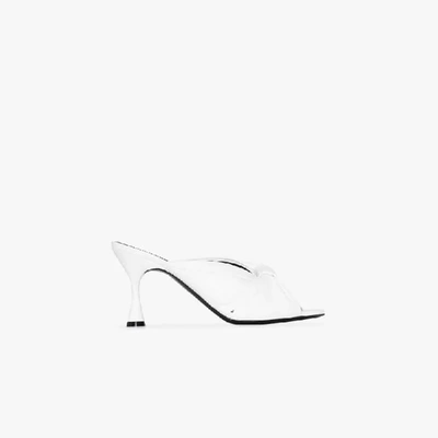 Shop Balenciaga White Drapy 80 Leather Sandals