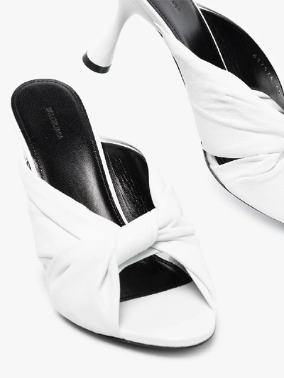 Shop Balenciaga White Drapy 80 Leather Sandals